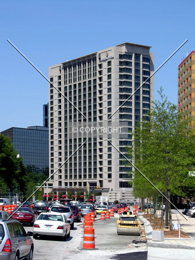 From the southwest along Peachtree Street