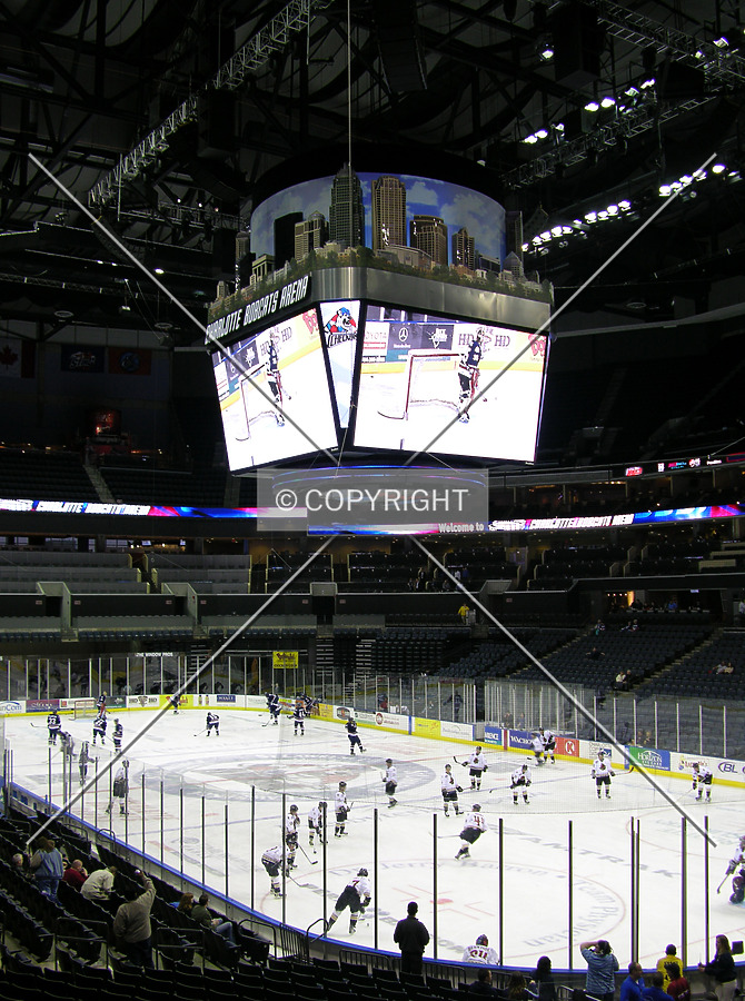 Ice and scoreboard prior to a Wednesday night game