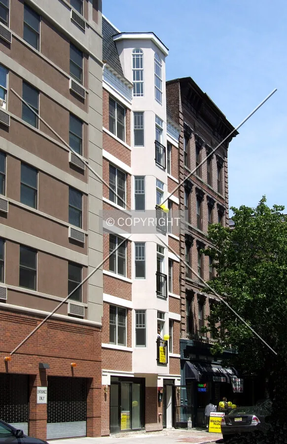 View from the west along 1st Street