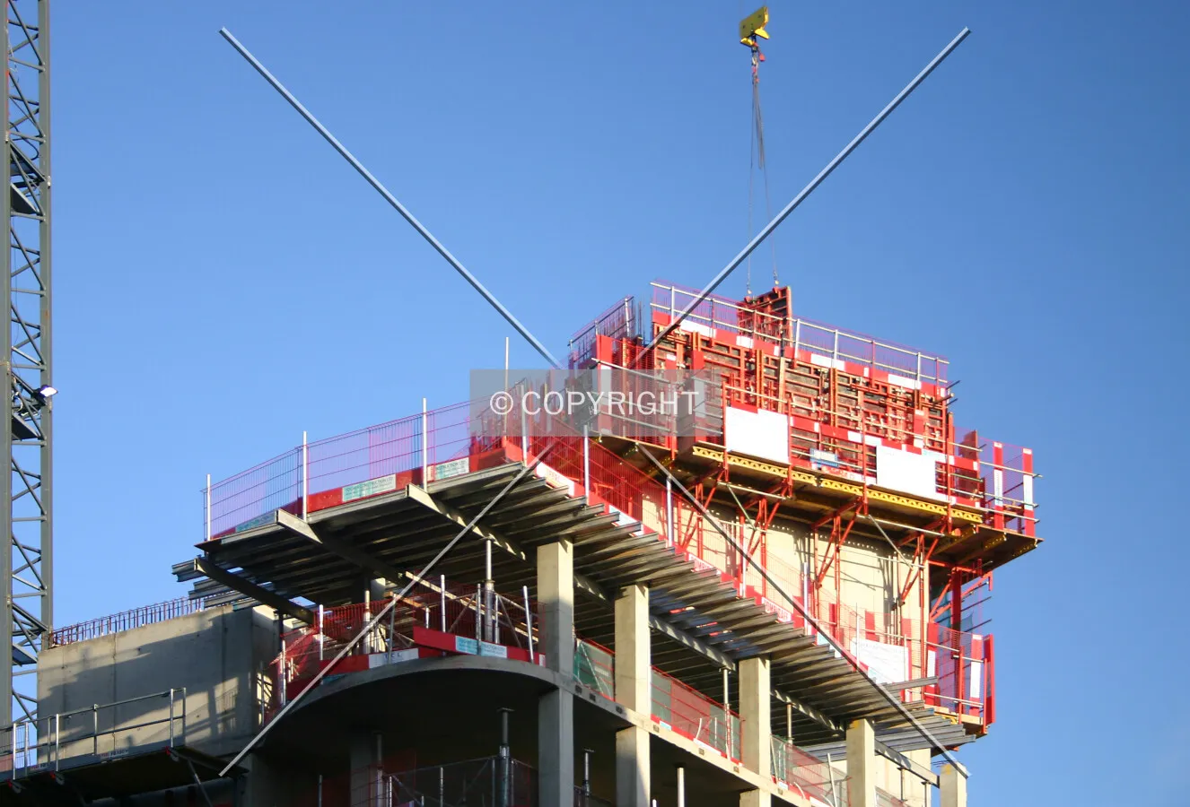 View east of the top of the core from City Road