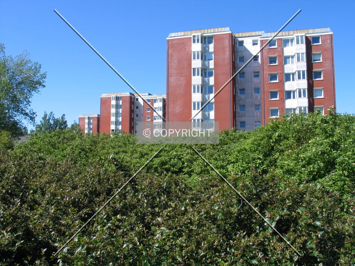 Three buildings to the north