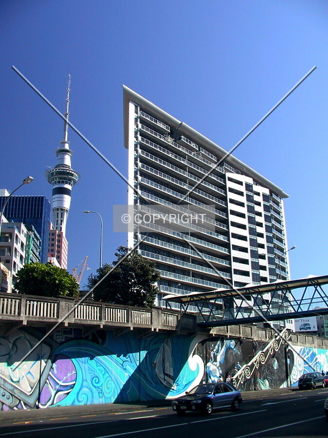 View of northern facade with Sky Tower to left