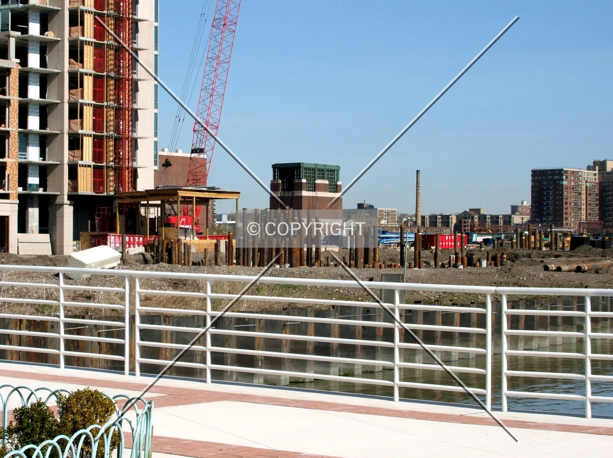 View from the southeast showing piledriving