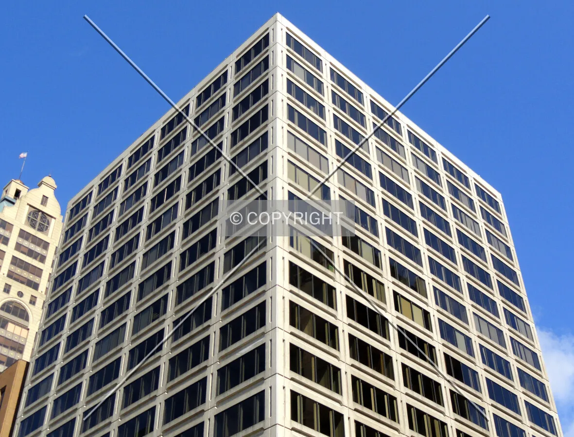 Looking up the southeast corner