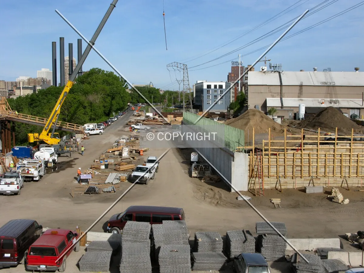 North end, construction staging