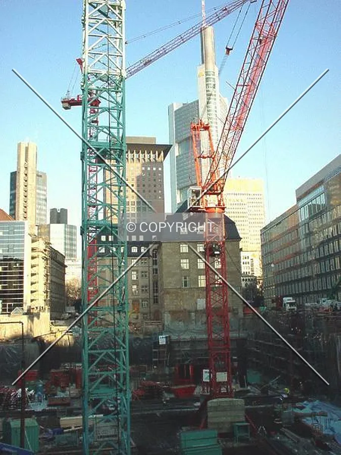 View over the site (banking district towers in the background)