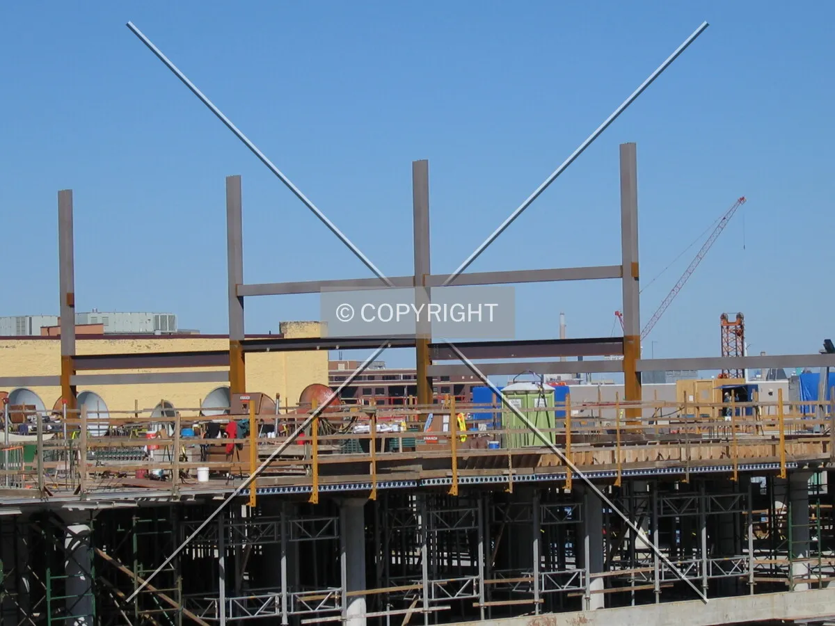 Erecting the steel that will support the atrium canopy