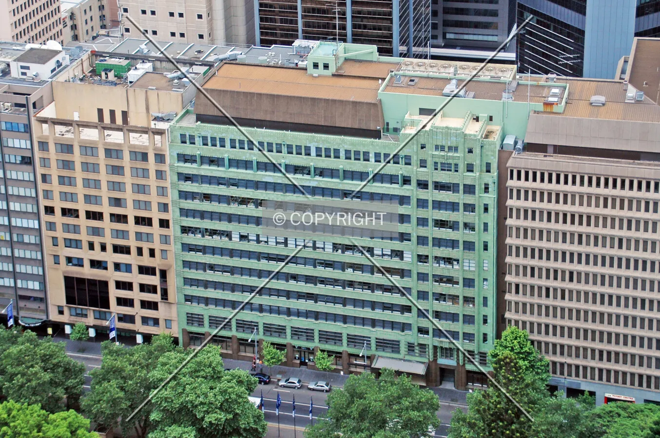 Elevated view from the northeast