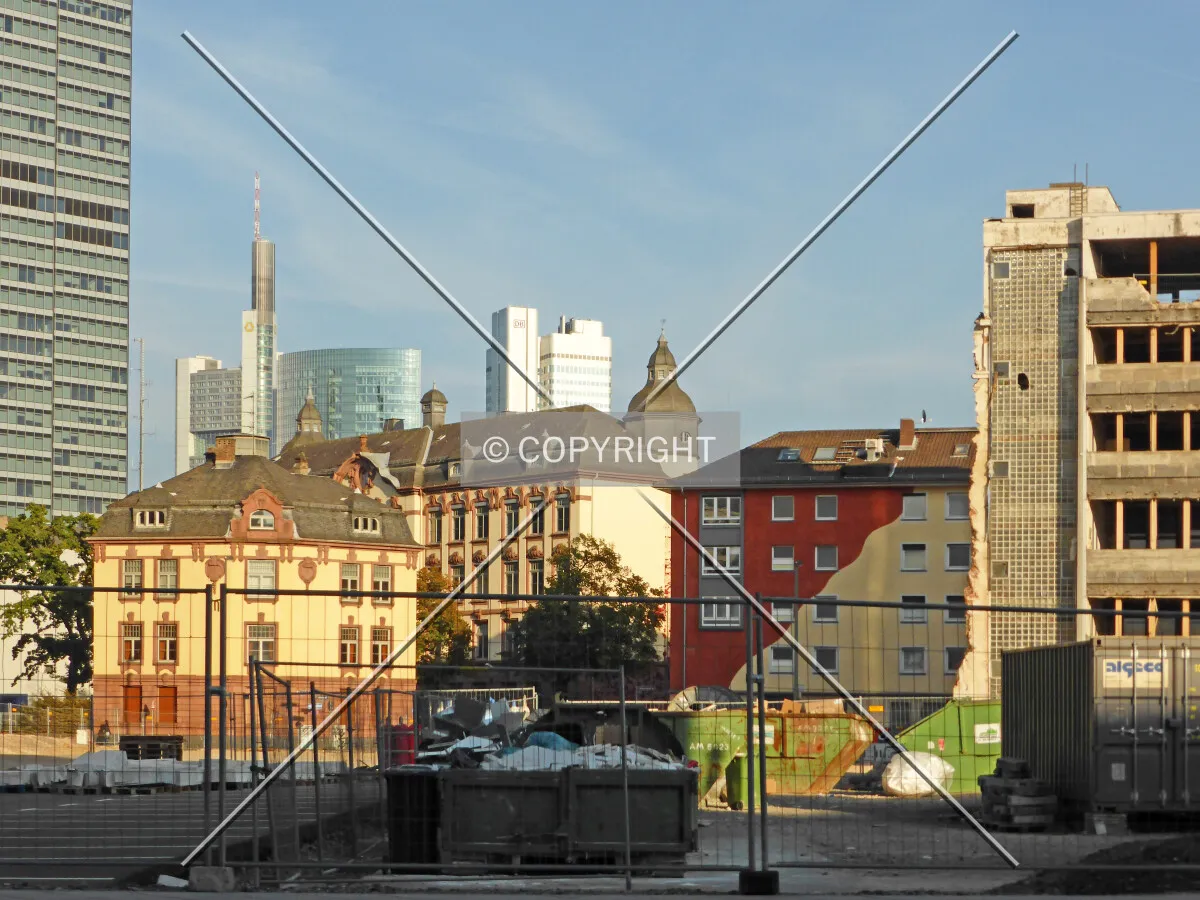 The site for the proposed Millennium Tower in Frankfurt as of October 2014; the lot is not occupied by any building yet