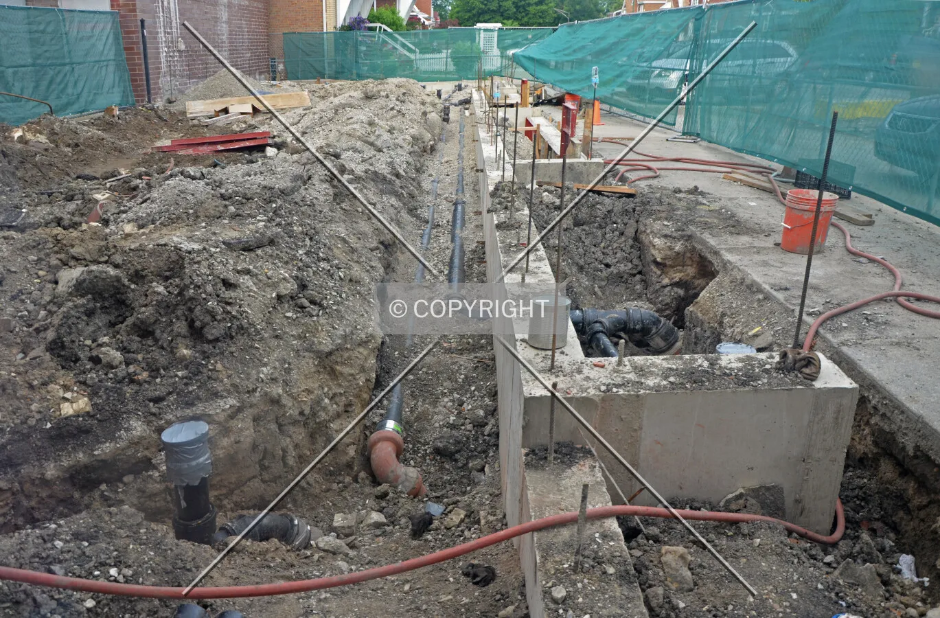 Foundation work viewed from the west; June 22, 2013.