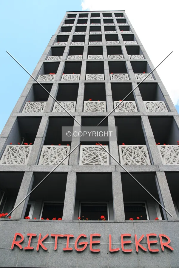 Looking up the south facade