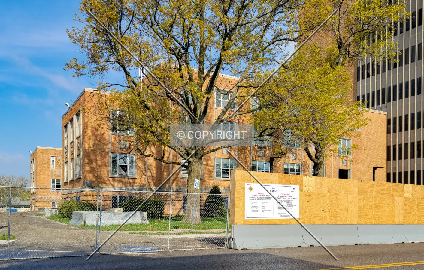 From the southeast during demolition; April 24, 2021