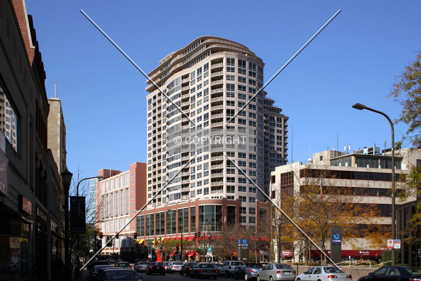 Looking west on Davis Street
