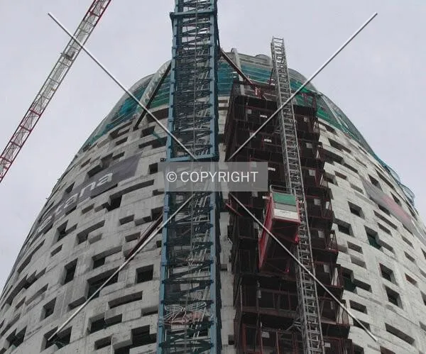View of the elevator and the crane