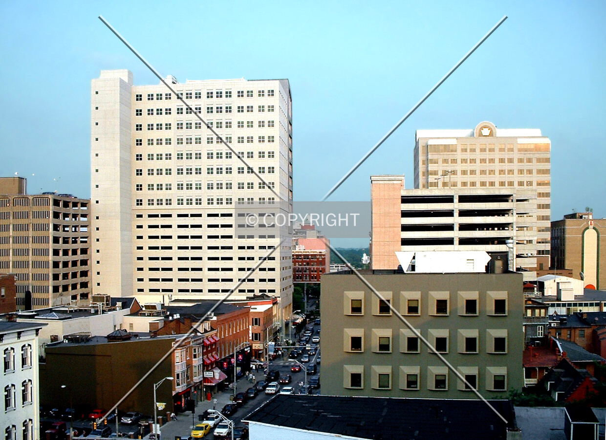 View from the northwest along 2nd Street