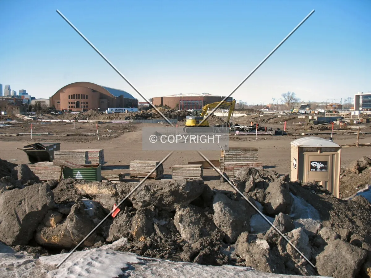 View to the west across the site, Williams & Mariucci Arenas in distance