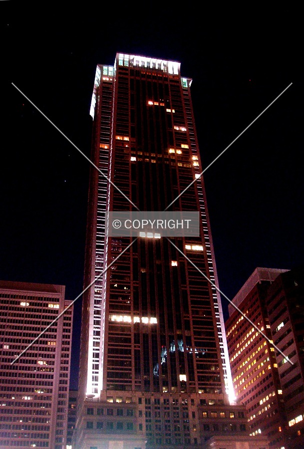 From the north on Arch Street at night