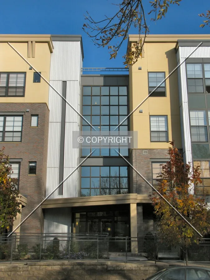 Main entrance elevation from across Emerald Street