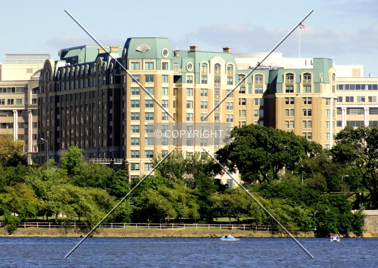 From across the Tidal Basin to the west