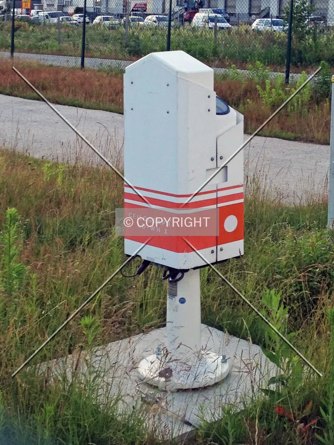 A ceilometer that uses a laser to determine the height of a cloud base