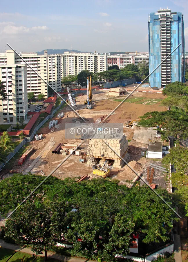 View of the complex with Block 3 already demolished as seen from the south