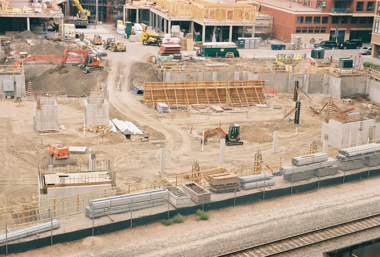 Elevated view from the southeast