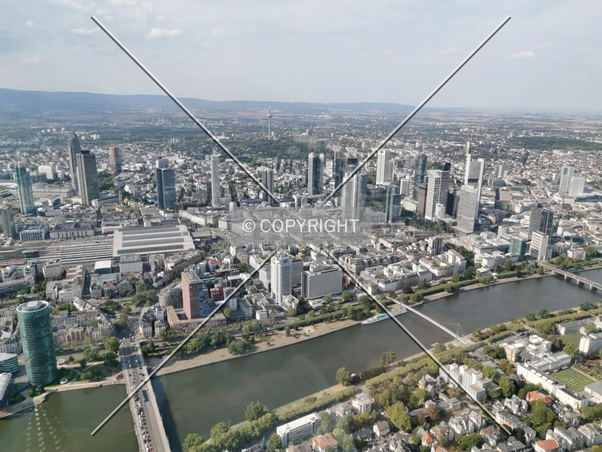 Flight with a helicopter over Frankfurt