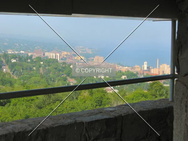Glimpse of downtown Duluth and Lake Superior from the observation deck