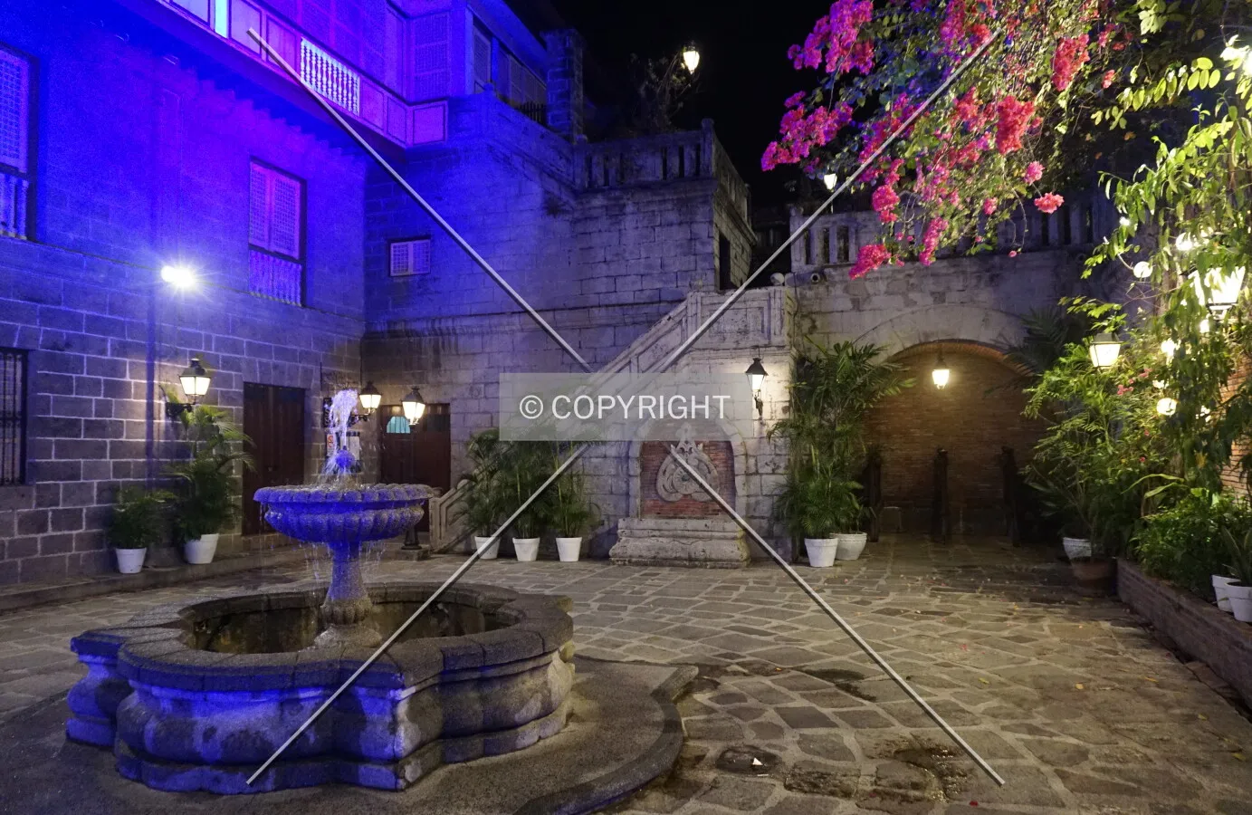 Courtyard at night; February 25, 2018