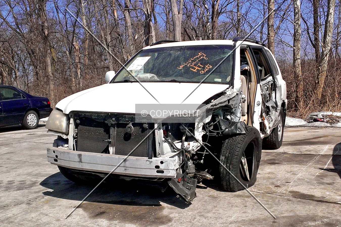 A wrecked Toyota Highlander; March 9, 2014