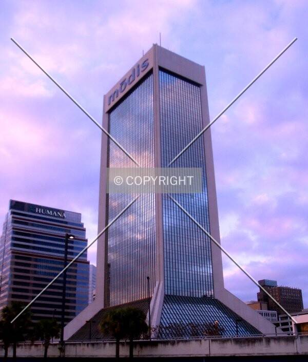 From the southeast during sunset