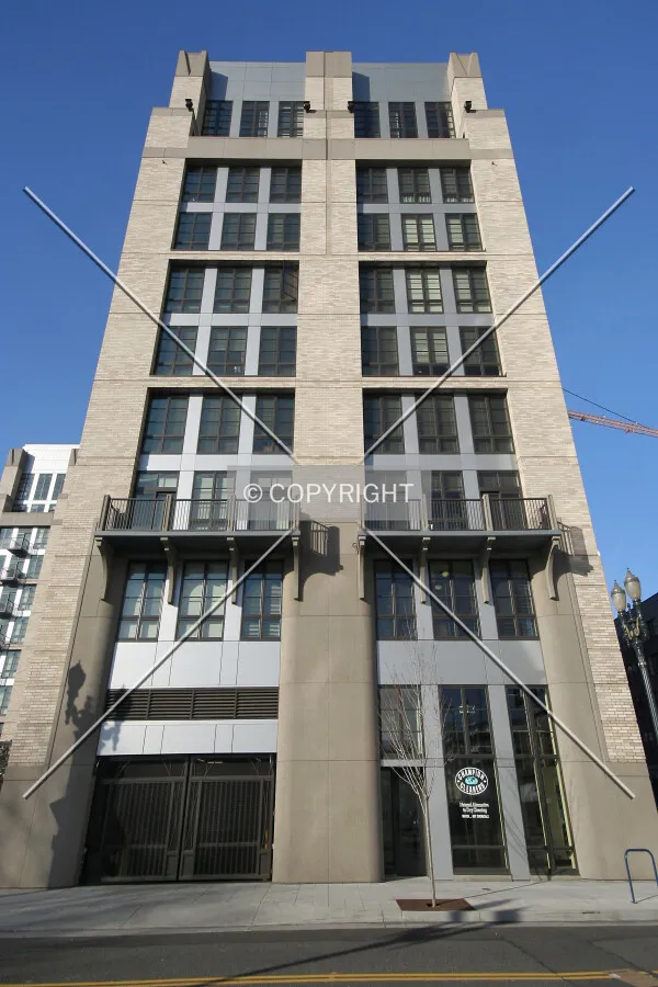 Looking up the eastern facade