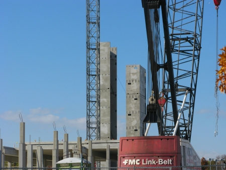 Vertical transportation cores from the east