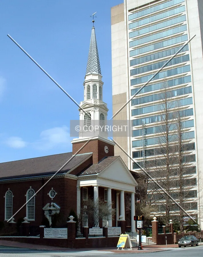 View north from Rodney Square toward the First Presbyterian Church