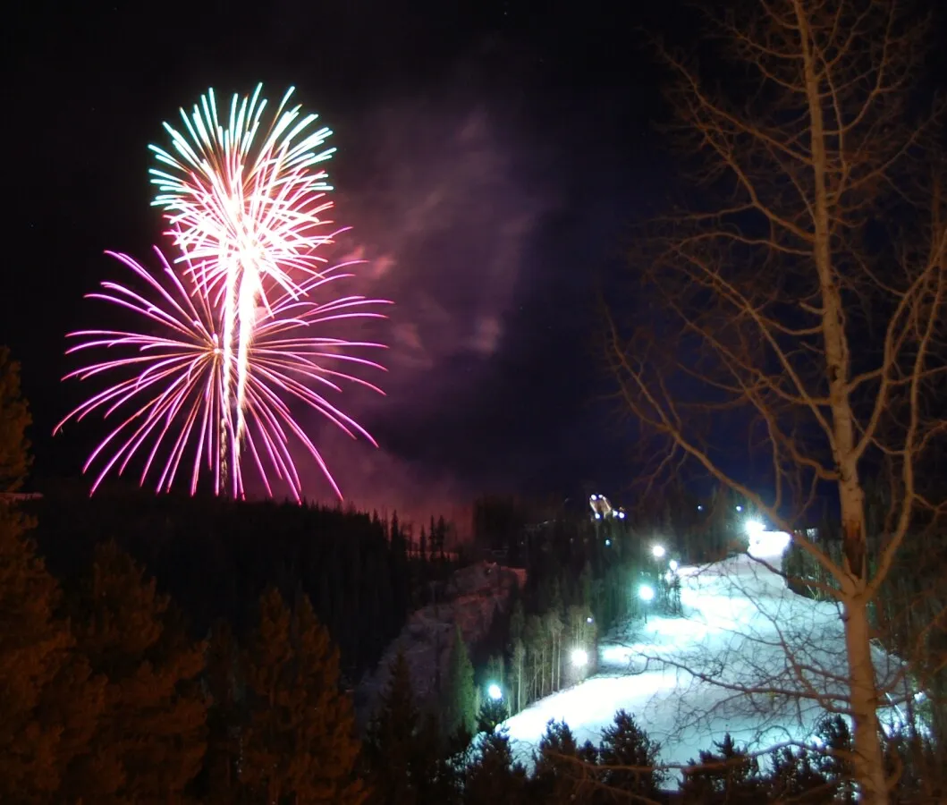 Fireworks on the ski slopes