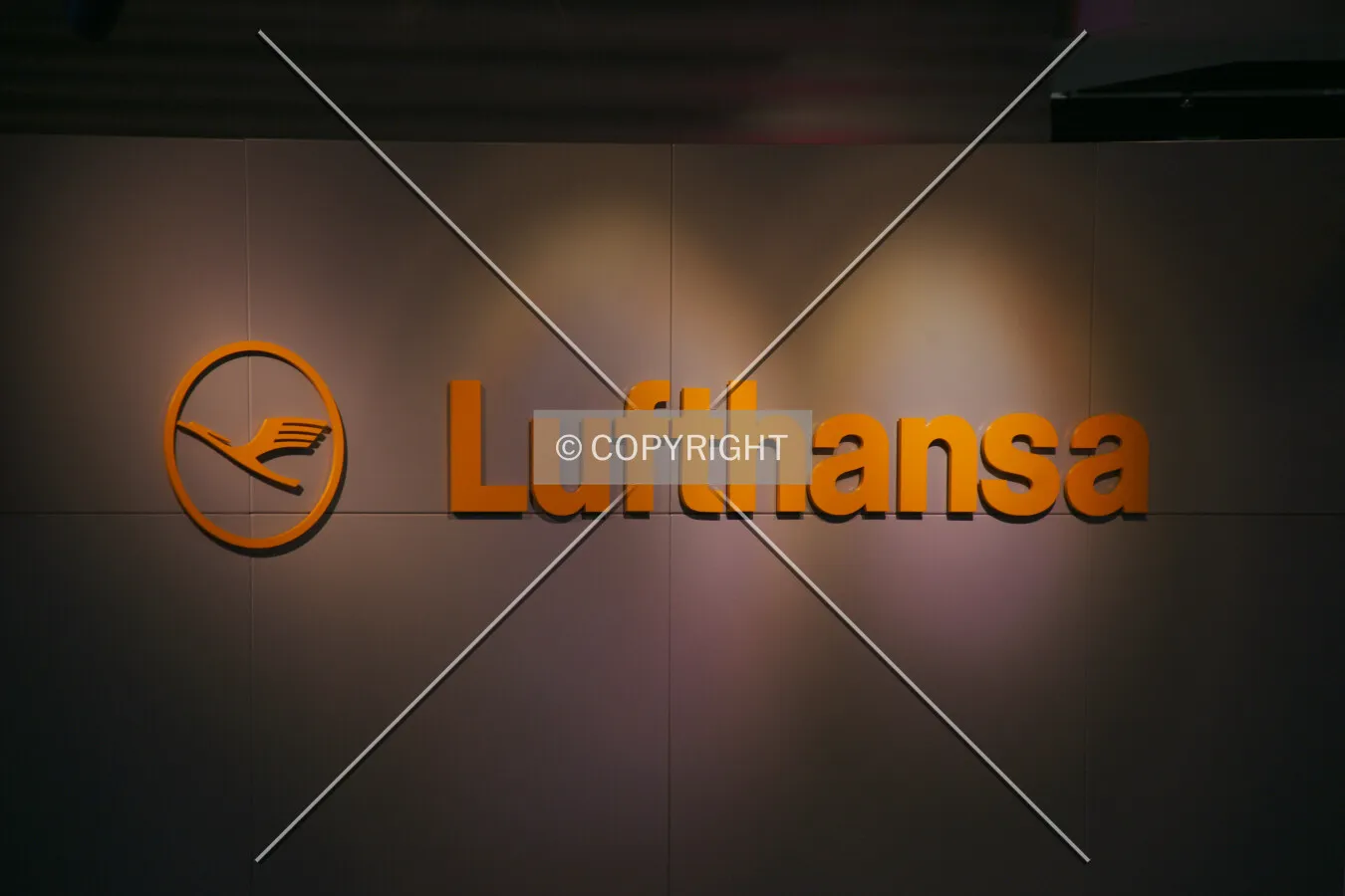 Lufthansa Logo at an airport gate