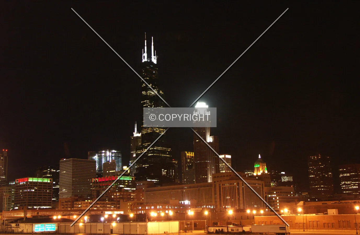 Night skyline from the southwest
