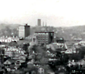 View from the southwest with the Burwell Building at left