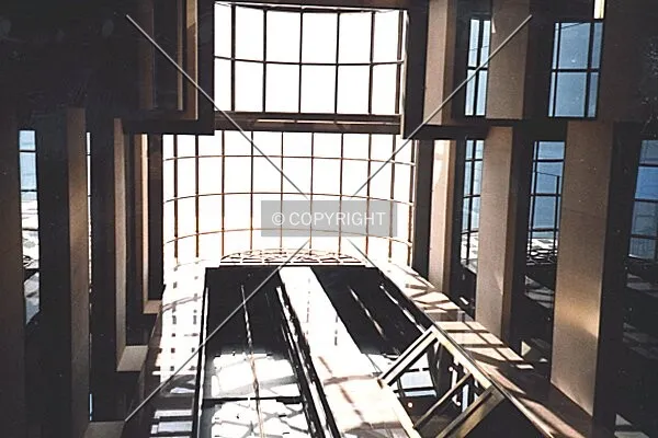 Inside the main lobby, looking up through the 6-story atrium