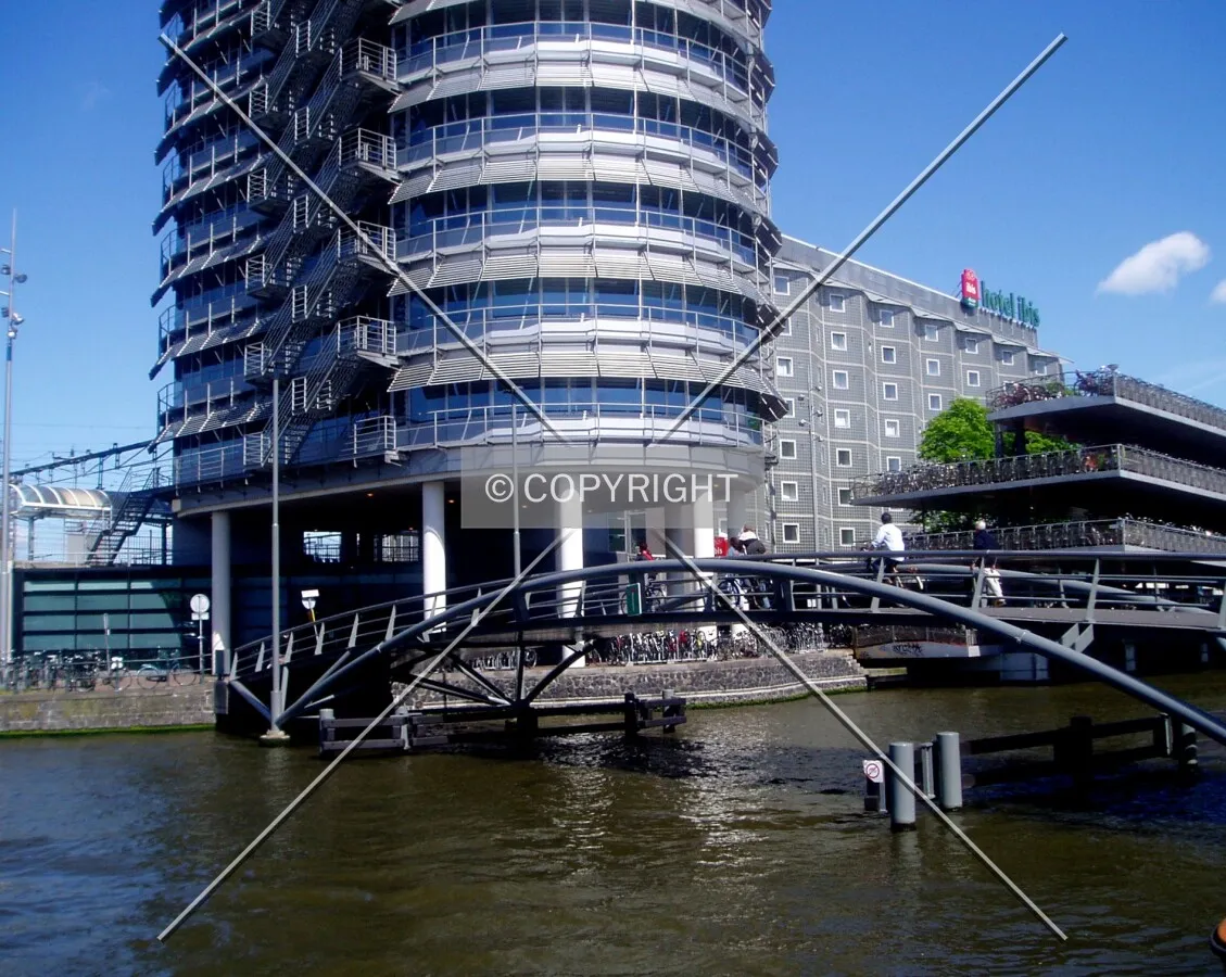 Base and nearby bridge from the southwest