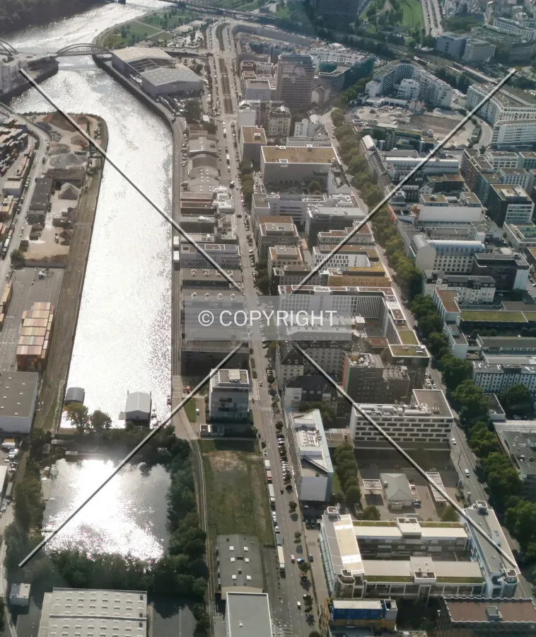 Flight with a helicopter over Frankfurt
