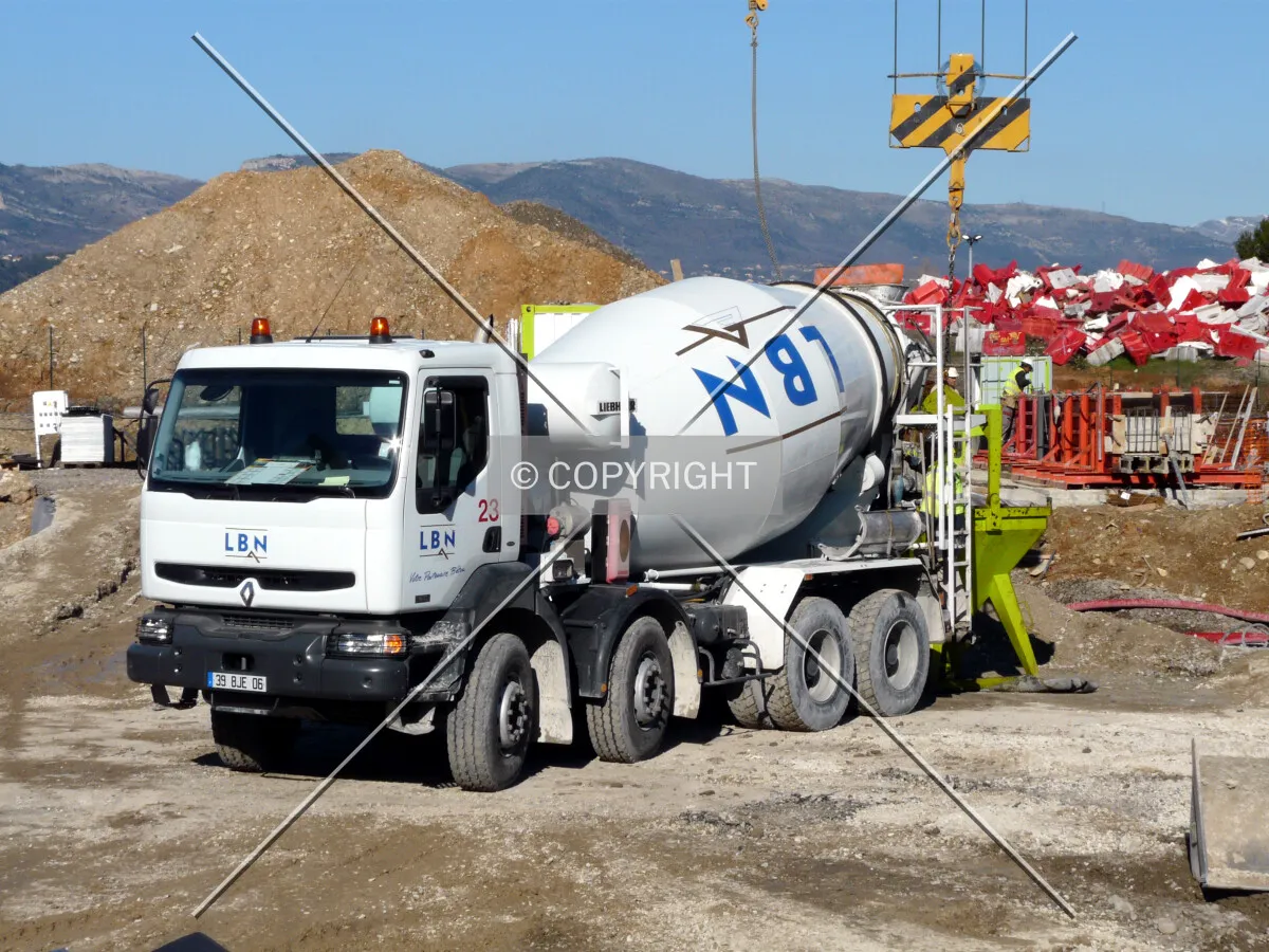 Concrete truck near the south entrance