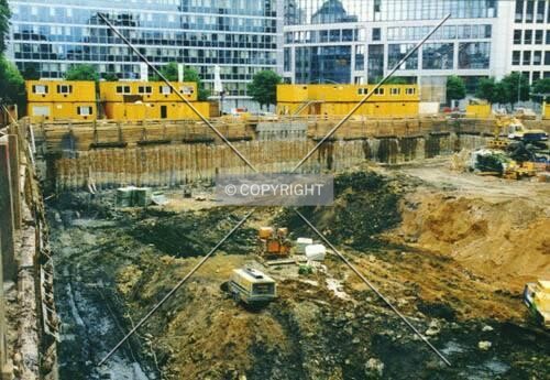 Excavation; seen from Brönnerstrasse (buildings in the background: Sony and Telekom)