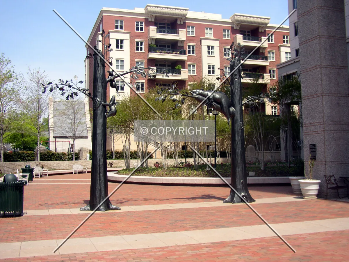 Sculpture entitled “At Peace, At Play” in the plaza to the south of the building