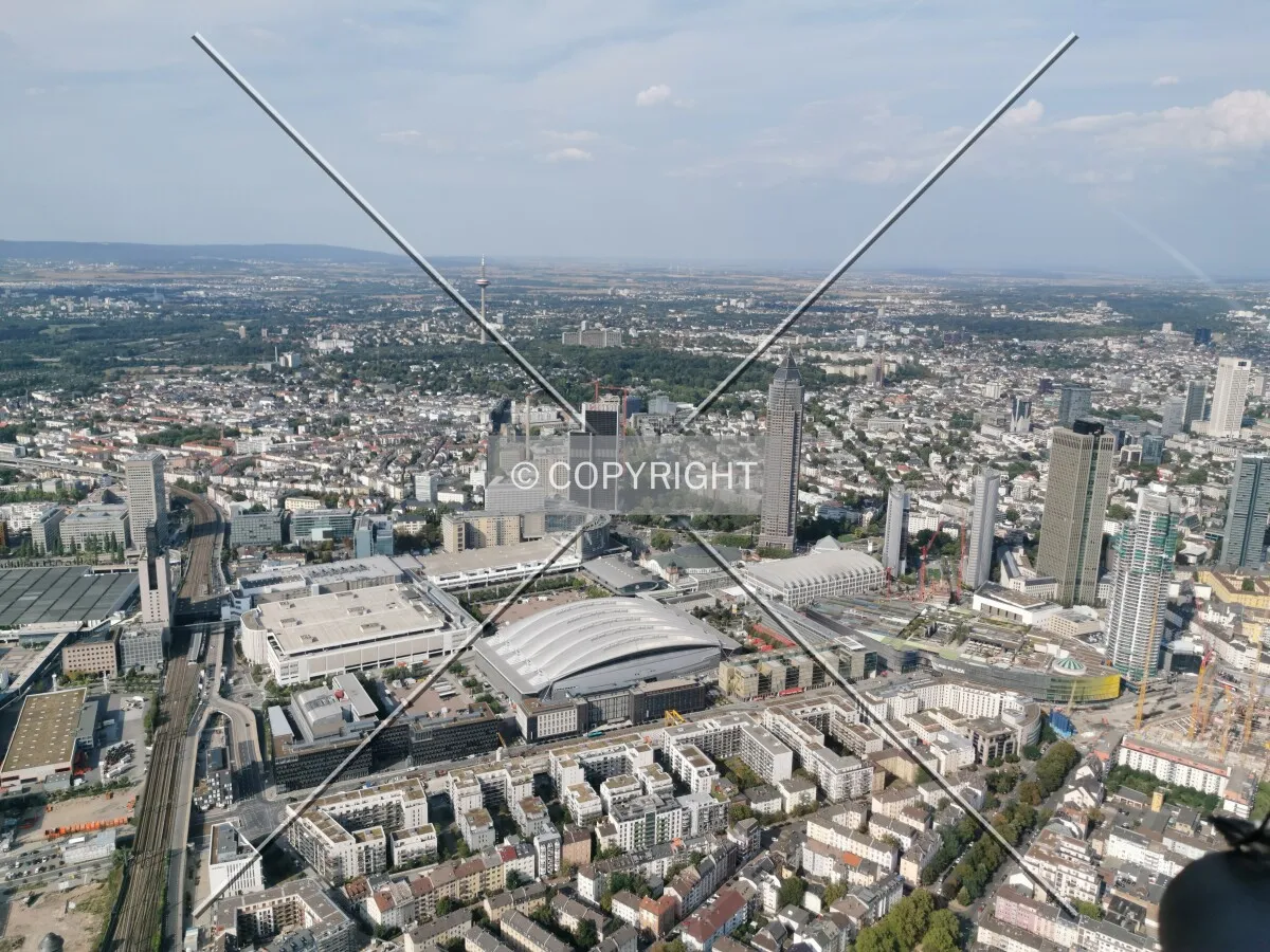 Flight with a helicopter over Frankfurt