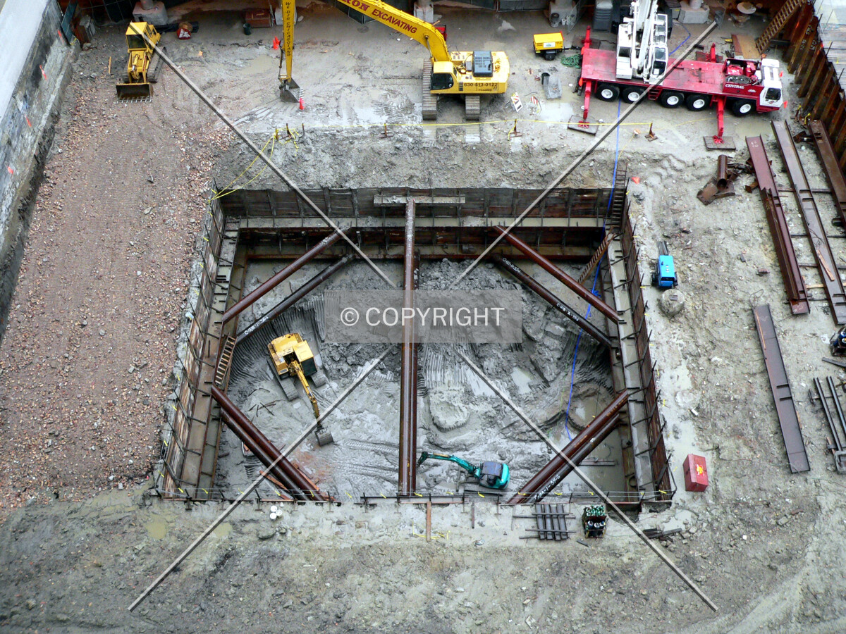 View of the site and partially excavated core from the 10th floor of the Transportation Building