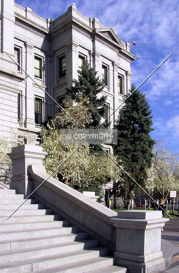 Looking southeast towards the southern wing from the front steps