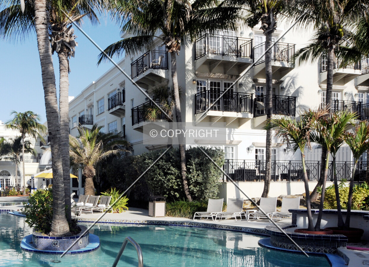 View of the pool area from the beach