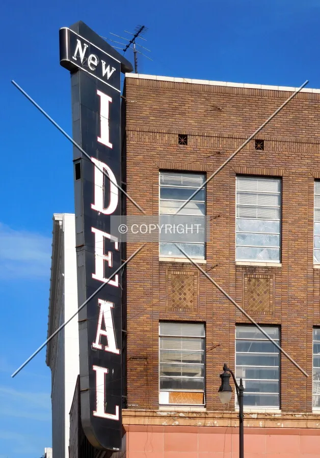 Neon signage at the northwest corner