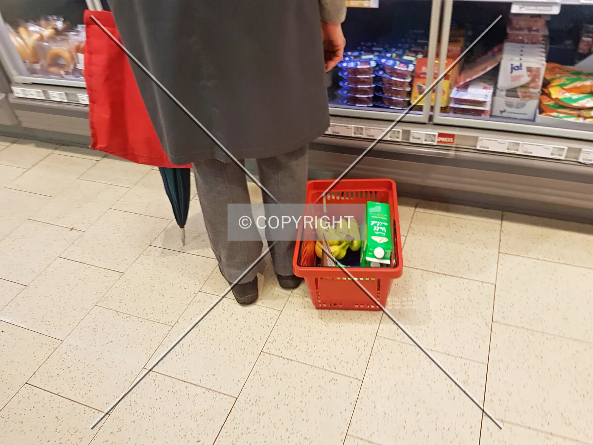 A shopping basket filled with goods